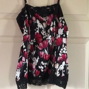 White House black market silk floral tank